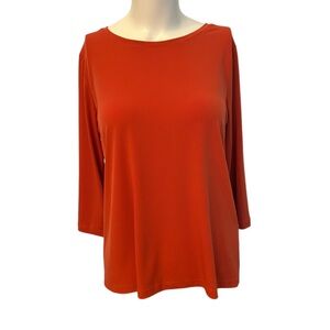 Chico's Orange/Rust 3/4 Sleeve Relaxed Top Size 1